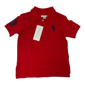 Ralph Lauren Kids‎ Red Polo Shirt 24M Big Pony Number 3 Logo Short Sleeve